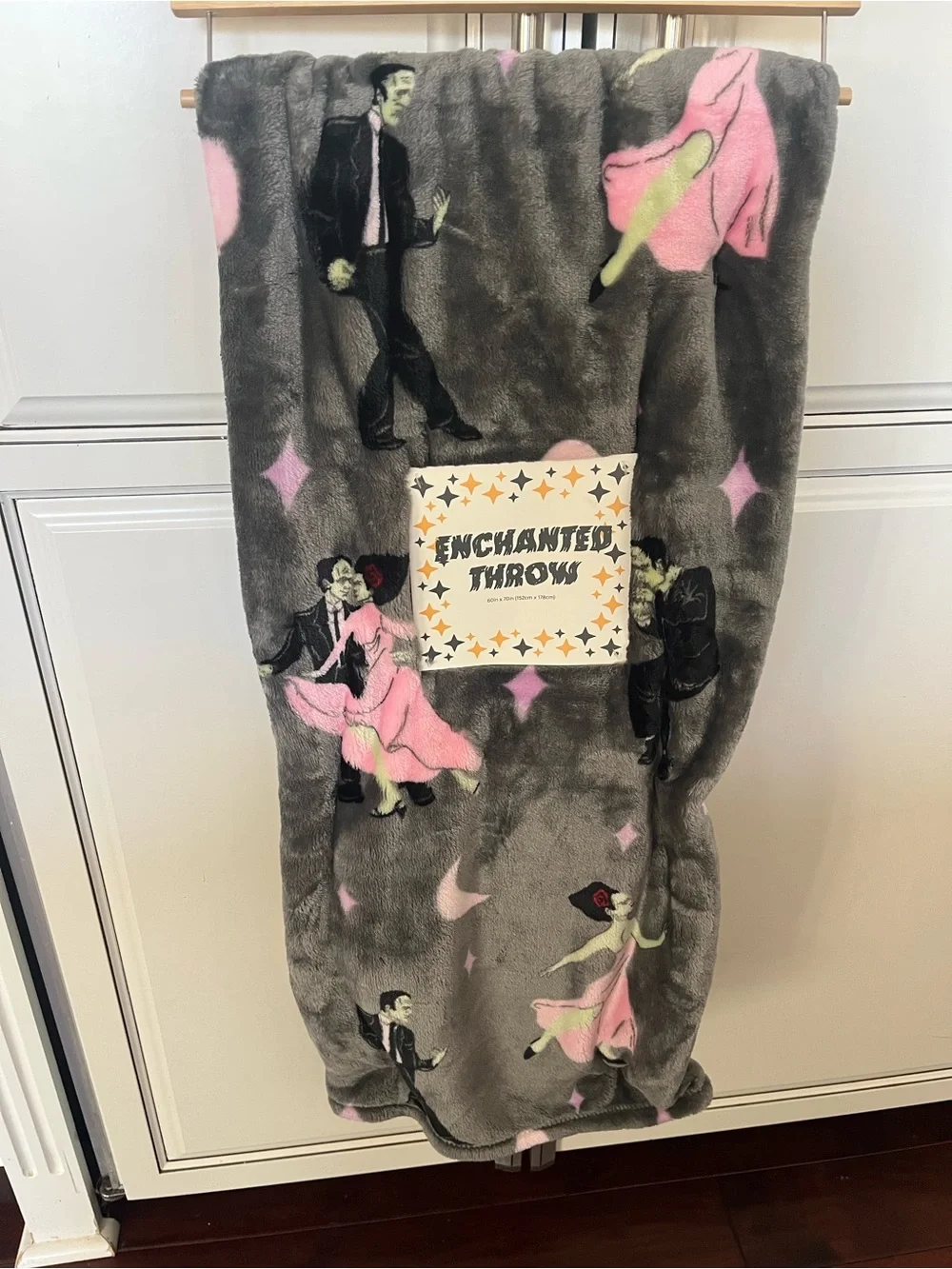 Enchanted Throw Plush Blanket Halloween Frankenstein and Bride